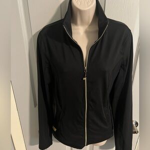 Betsey Johnson Black Athletic Jacket with Gold Zipper Size Large